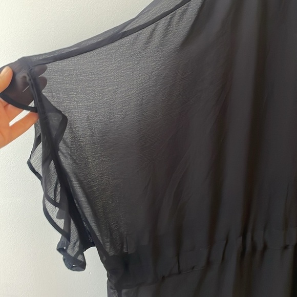 Torrid Chiffon Dolman Button Up Short Sleeve black blouse top size 26 (4) New - Picture 7 of 11